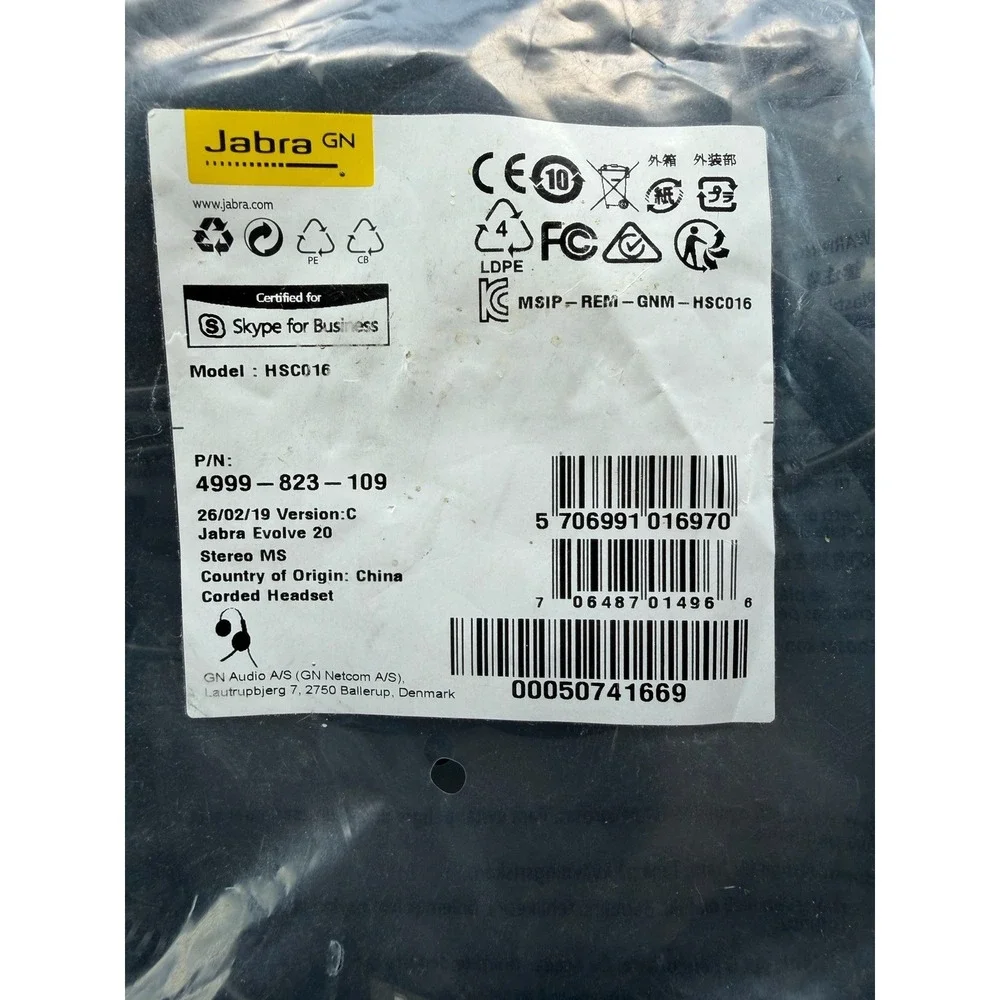 Jabra Evolve 20 SE GSA (HSC016) - Stereo headset (GSA 4999-823-109) New